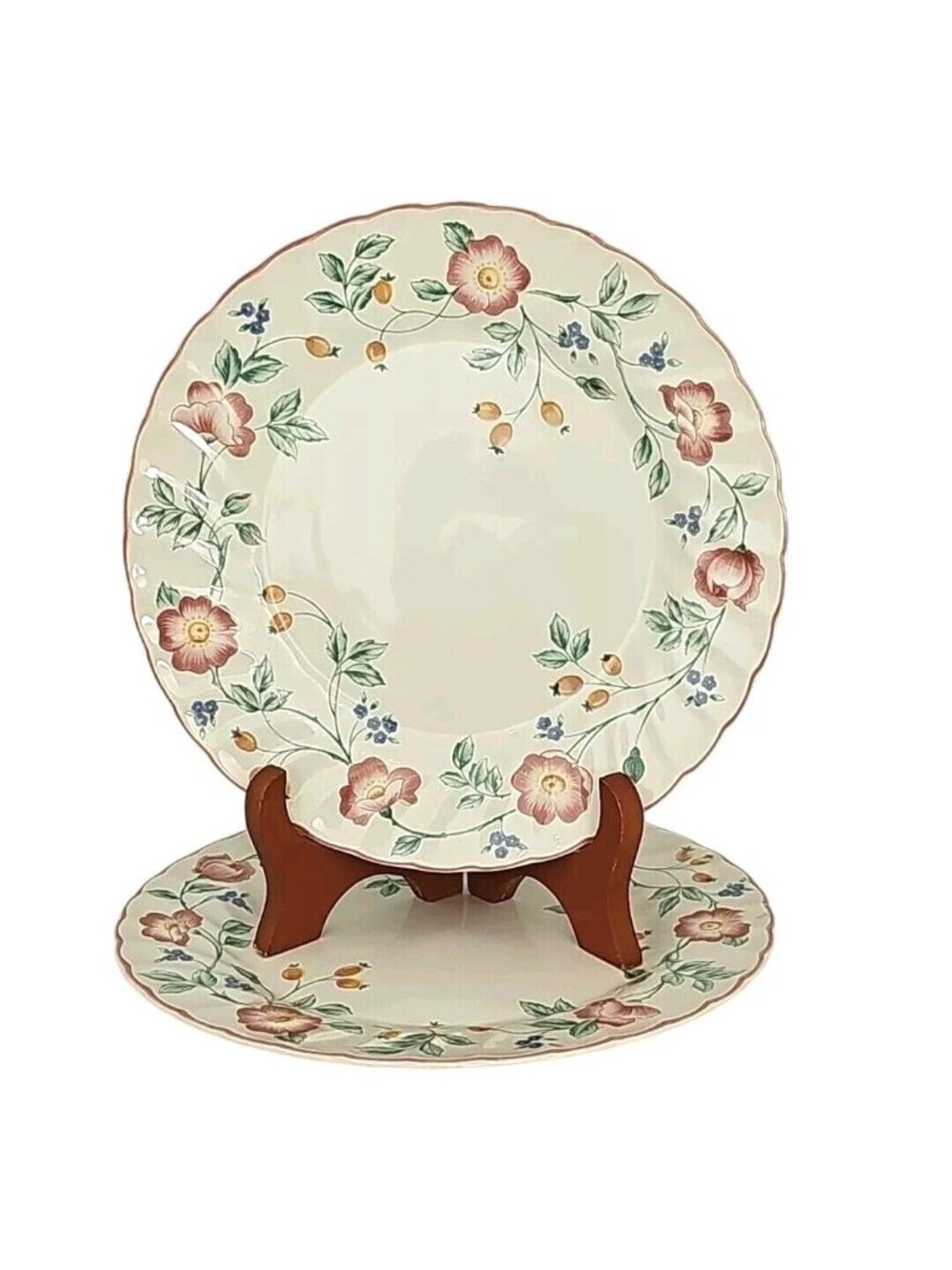 2 Churchill Briar Rose Dinner Plates 10" vintage 1990s romantic floral